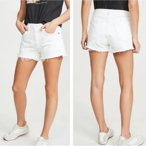 Agolde Parker White Cutoff Shorts Button Fly Denim Jean Shorts 26 - Picture 11 of 15